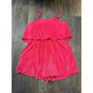 GB Girls Pink Solid Girls Ribbed Spaghetti Straps Wide Leg Romper Size 4 NWT